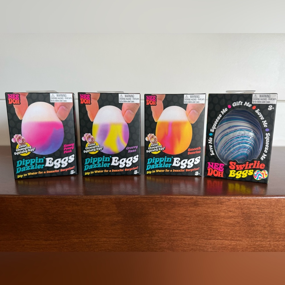 All - NeeDoh Dippin' Dazzler & Swirlie Eggs Set - Bright Multi-Color Bundle